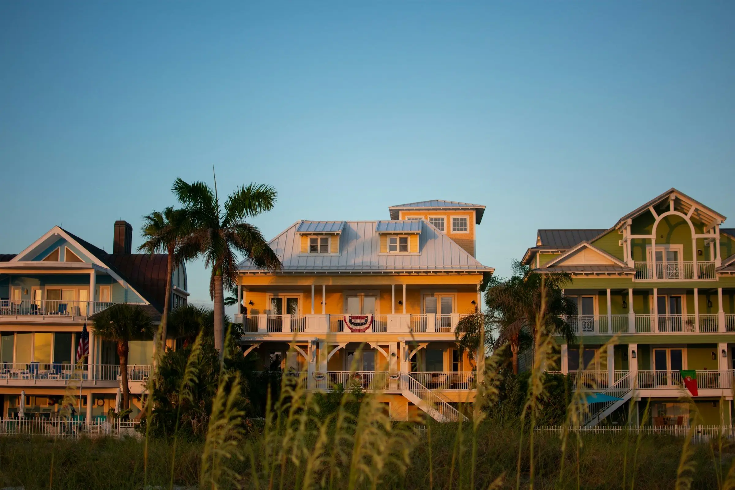 A Florida beach house with sliding doors onto the porch